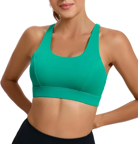 Vista 113 de Brasieres deportivos para mujer, con relleno, tipo camiseta sin mangas, sexis, con espalda cruzada, de alto impacto, largos, ideales para practicar