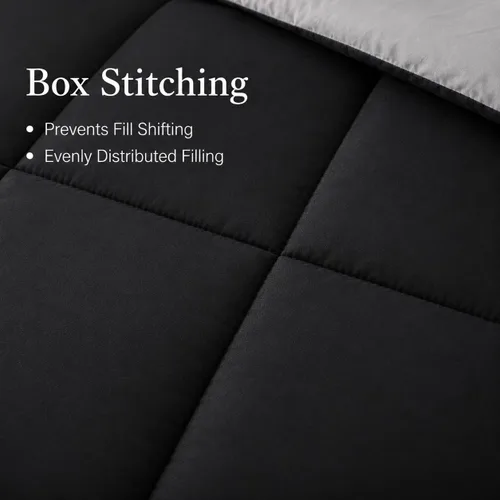 Vista 5 de EVOLIVE - Edredón reversible de microfibra, tamaño matrimonial/queen (negro/gris) Soft brushed microfiber with down-alternative fill offers