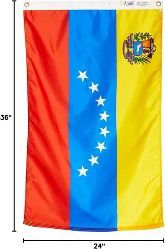 Vista 4 de Annin Flagmakers Bandera de Venezuela fabricada en Estados Unidos según las especificaciones oficiales de diseño de las Naciones Unidas, 2 x 3 pies