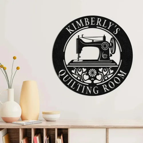 Vista 25 de Letrero de metal personalizado para máquina de coser, arte de pared personalizado para habitación, para mamá, abuela, nana, mimi, alcantarillas