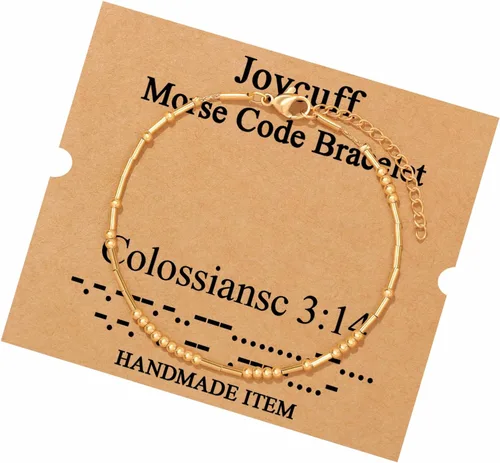 Vista 213 de JoycuFF Pulseras inspiradoras de código morse para mujeres, cuentas de plata, joyería con mantra de motivación, regalos para ella