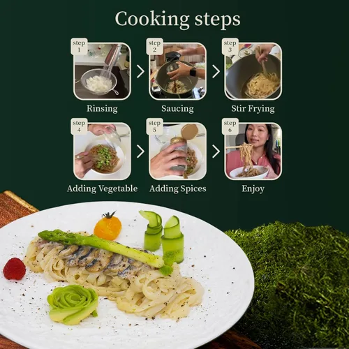 Vista 4 de YUHO Pasta orgánica Shirataki Konjac paquete de 8 en el interior, vegana, baja en calorías, sin gluten, sin grasa, sin gluto, sin carbohidratos