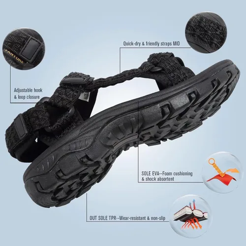 Vista 4 de EQUICK Sandalias deportivas para mujer, sandalias con correa de punta abierta, antideslizantes, sandalias de agua para exteriores, cómodas sandalias