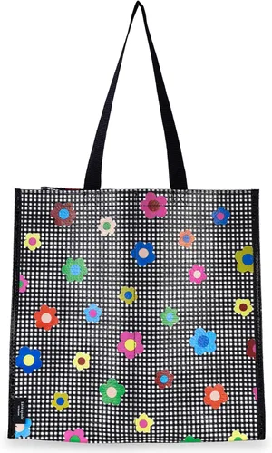 Vista 10 de Kate Spade New York Bolsa de compras reutilizable, bolsa de comestibles con correas para el hombro, bolsa plegable grande