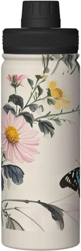 Vista 9 de Flying Butterfly Insulated Stainless Steel Kettle Print Funny Water Bottle Insulated Ideal for Sports and Travel