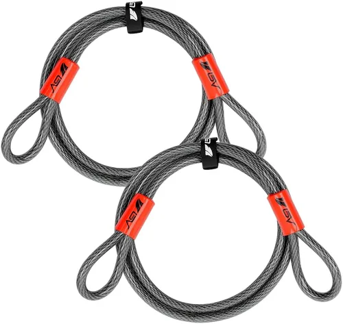 Vista 15 de BV Cable de seguridad resistente de 15 pies con bucles, cable de acero trenzado resistente a los cortes, versátil y resistente a la intemperie, Par