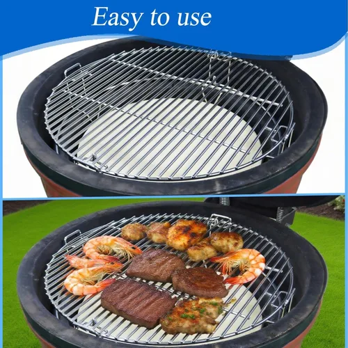 Vista 8 de S2C (1-Paquete) Sistema de Rejilla de Cocina Accesorio para Parrilla para Kamado Joe Classic de 18", Huevo Verde Grande, Coyote The Asado Cooker