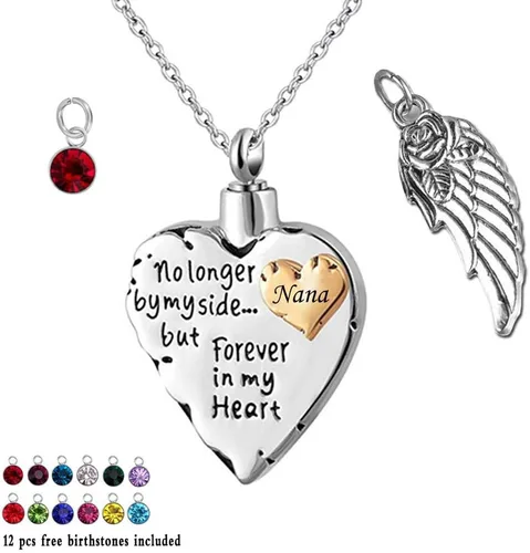 Vista 2 de misyou Collar conmemorativo de ala de ángel para mascota, no más mi lado siempre en mi corazón, joyería colgante de cremación y 12 piezas de piedras