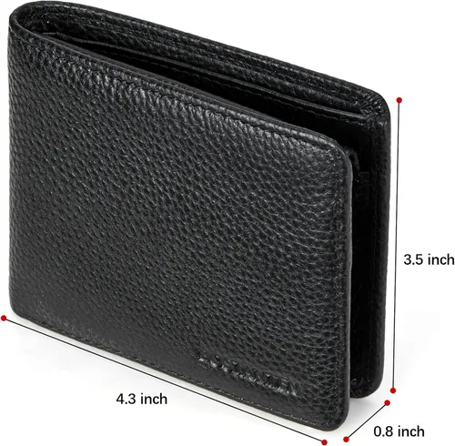 Vista 3 de BOSTANTEN Billeteras de piel auténtica para hombre, con bloqueo RFID y 2 ventanas de identificación