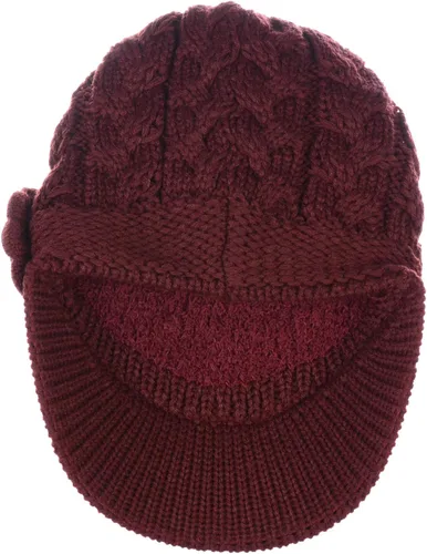 Vista 3 de BYOS - Gorro de punto de ganchillo con forro polar cálido para mujer, con visera