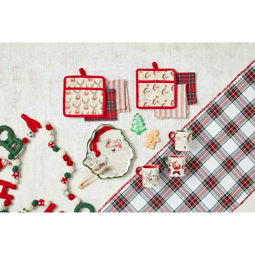 Vista 3 de Mud Pie Taza de Navidad vintage, reno, 15 onzas
