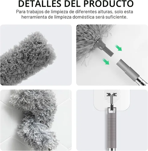 Vista 5 de SetSail Plumeros extralargos con poste de extensión de 100 pulgadas para Gris