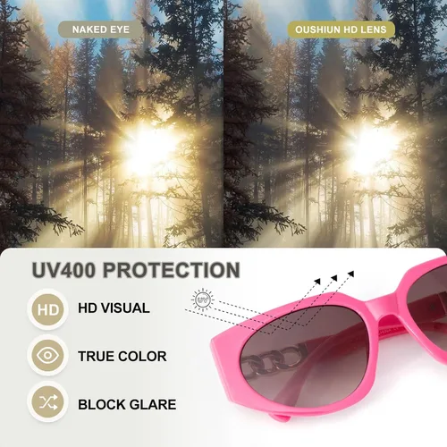Vista 4 de Gafas de sol vintage Cateye para mujer, marco grueso, modernas, elegantes, perfectas para ocasiones al aire libre