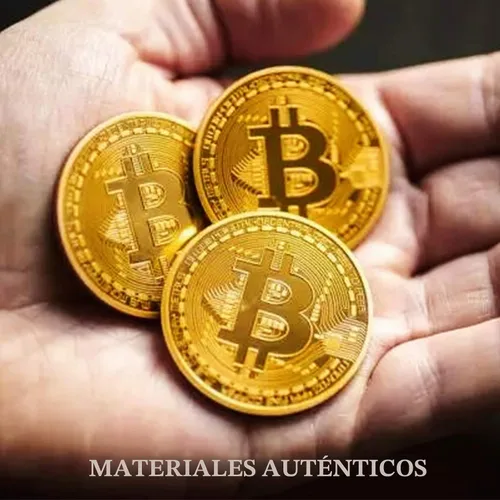 Vista 2 de Moneda Bitcoin de 12 piezas, fichas conmemorativas físicas de Bitcoin doradas con funda protectora, coleccionables de criptomonedas Blockchain