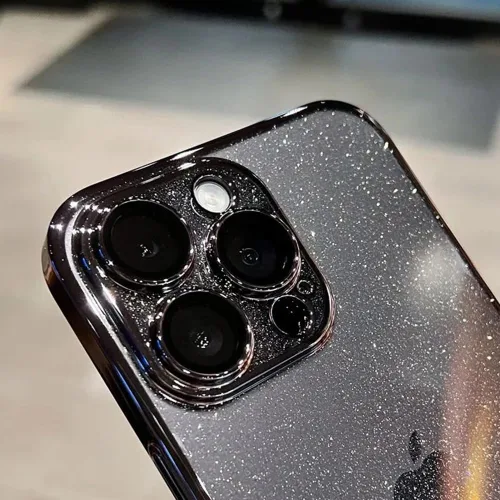 Vista 4 de Casechics Funda compatible con iPhone, marco electrochapado con purpurina, protección para el lente de la cámara, suave a prueba de golpes