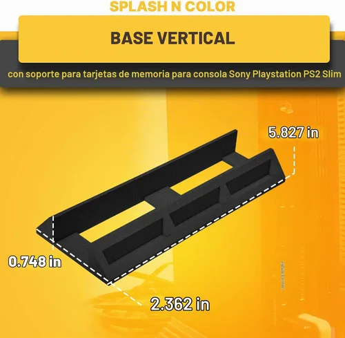 Vista 6 de Base vertical con soporte para tarjeta de memoria compatible con consola delgada Sony PlayStation PS2 – Ahorro de espacio, accesorio conveniente