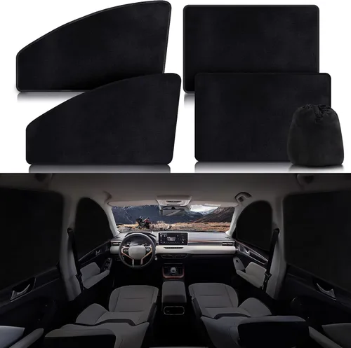 Vista 11 de ZATOOTO Parasol para ventana lateral de automóvil, 2 parasoles magnéticos de privacidad beige, cortina mantiene la pantalla más fresca para dormir