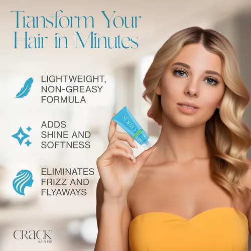 Vista 3 de Crack Hair Fix - Crema para peinar multitarea, antiencrespamiento, sin enjuague, con protección contra la humedad, cloro, tratamientos térmicos