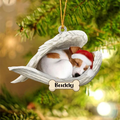 Vista 105 de Afghan Hounds - Adorno de Navidad con alas de ángel durmiente, recuerdo personalizado para perros 2024, adorno de forma acrílica, regalos