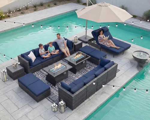 Vista 120 de NICESOUL Juego de muebles de patio de ratán extra grande con mesa para fogata de gas y propano, 29.3 pulgadas, respaldo alto, cómodos conversaciones