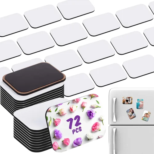 Vista 8 de Xuhal Paquete de 96 imanes gruesos de sublimación en blanco para sublimación a granel para refrigerador con 48 piezas en blanco cuadrados más