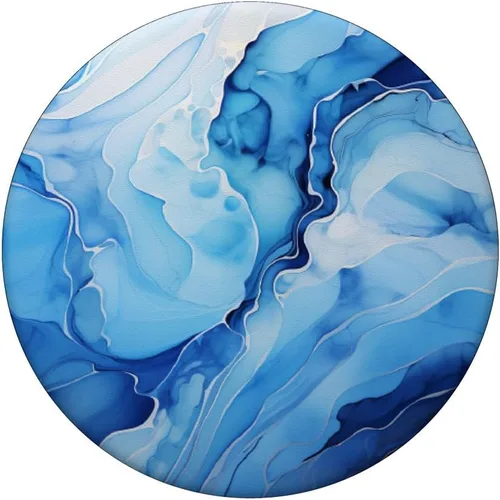 Vista 3 de PopSockets estándar PopGrip con piedra gemóloga calcedonia azul de ágata de hielo
