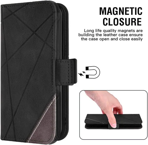 Vista 5 de Asuwish Compatible con Samsung Galaxy S8 Active Wallet Case y protector de pantalla de vidrio templado con tapa para tarjetero, soporte
