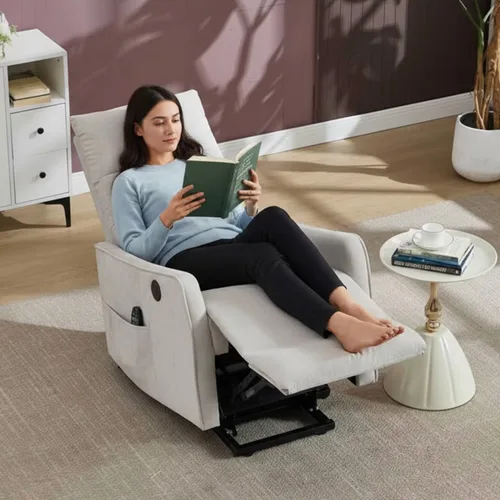 Vista 2 de Silla reclinable eléctrica con elevación Trustyue con calor y masaje, sillas elevadoras para asistencia al estar de pie, silla pequeña con elevación