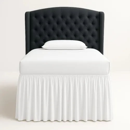 Vista 14 de Cottingon Falda de cama con volantes y esquinas divididas, volantes en polvo, caída de 12 pulgadas, 100 % microfibra, aspecto suave, brillante
