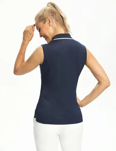 Vista 4 de Camisetas tipo polo para mujer, sin mangas, para golf, tenis, UPF 50+, ligeras