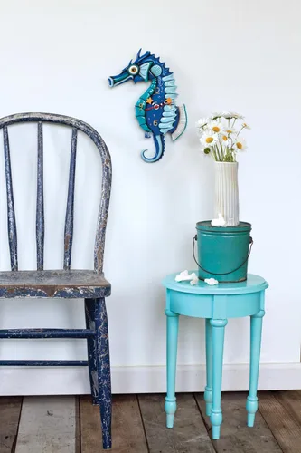 Vista 2 de Allen Designs Reloj de pared con péndulo azul salado