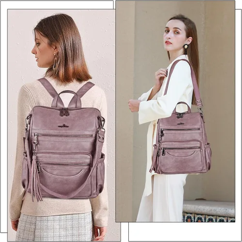 Vista 73 de Bolsos mochila monedero de piel sintética para mujer, bolsas con zíper, mochilas de hombro casuales