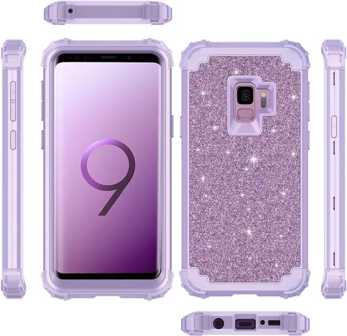 Vista 3 de Casetego Carcasa protectora compatible con Samsung Galaxy S9, robusta funda protectora, híbrida, para uso rudo, resistente a golpes, 3 capas