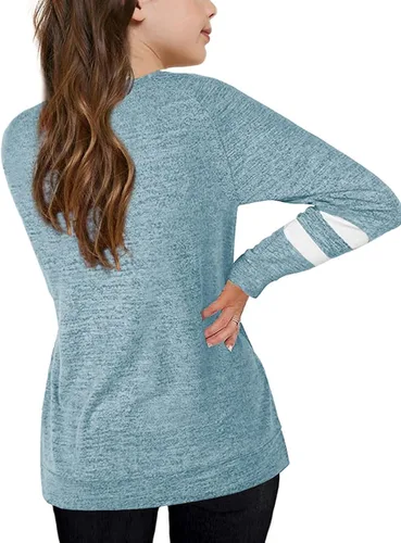 Vista 2 de Apbondy Camisas casuales de manga larga con cuello redondo y rayas sueltas