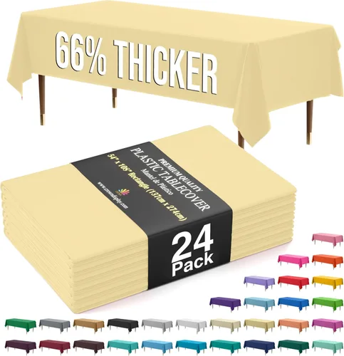 Vista 42 de Exquisite 66% Thicker Premium Plastic Table Cloth Rectangle Table Cover 0.5 Mil 6 Pack Aqua Table Cloth 54 Inch x 108 Inch Disposable Tablecloth