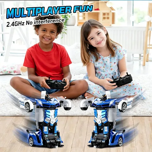 Vista 10 de FIGROL - Transform RC, auto-robot, control remoto, 2.4G, juguete, transformación de auto a robot con un botón y velocidad de derrape de 360, escala