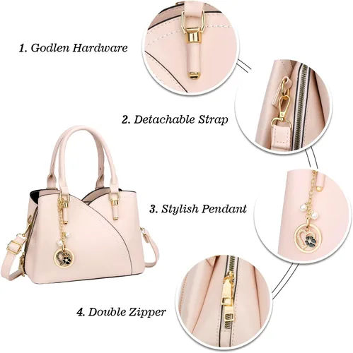 Vista 4 de KKXIU Monederos y bolsos de mano con triple compartimento para mujer, bolso de mano con asa superior
