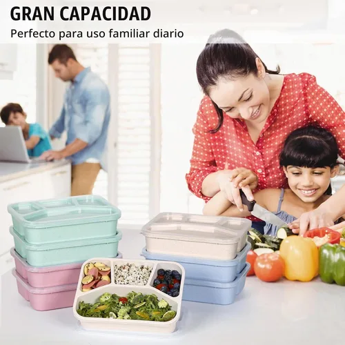 Vista 7 de Contenedores de preparación de comidas de 40 onzas con 4 compartimentos, 8