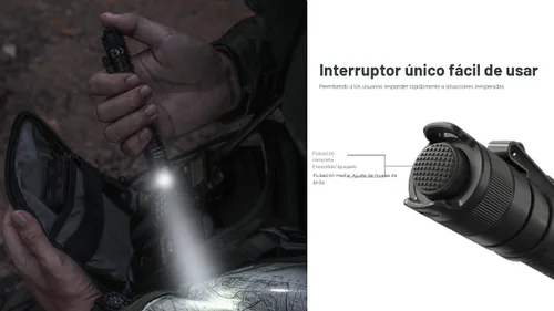 Vista 5 de Nitecore Linterna MT2A Pro EDC, 1000 lúmenes, haz de 279 yardas, recargable USB-C, compatibilidad de doble potencia, linterna delgada compacta e