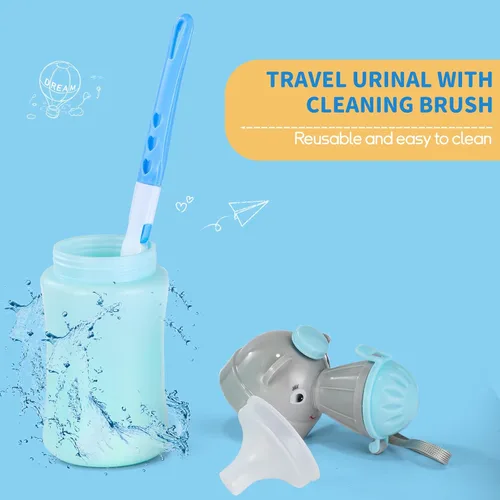 Vista 2 de ONEDONE Orinario portátil para niños, botella de orina de 17 onzas con cepillo limpio, orinal de viaje para niños, taza de orina para niños, inodoro