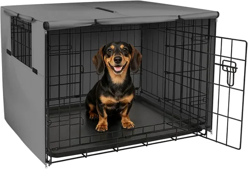 Vista 16 de Explore Land - Funda para jaula para perros, 18 pulgadas, color negro Parasol de poliéster resistente, ajuste universal para jaula de alambre