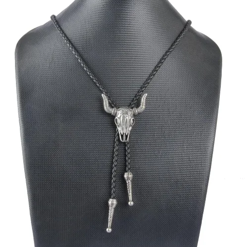 Vista 261 de Jeilwiy Corbata de bolo para hombre, corbata de vaquero occidental, collar de corbata de bolo dorado, corbata de cuero, corbata de Halloween