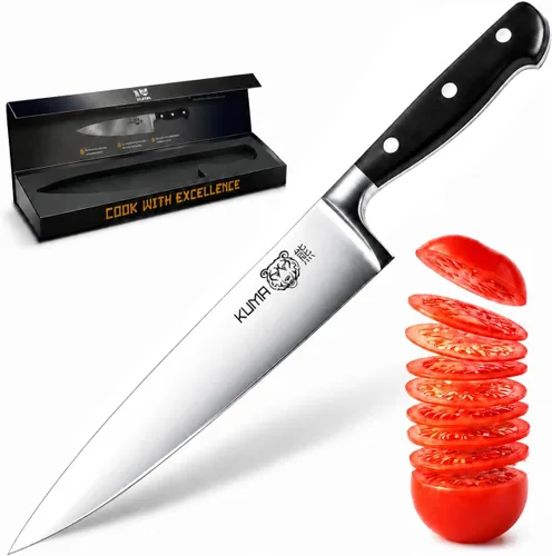 Vista 12 de KUMA Cuchillo de chef multiusos (juego de 3) – Cuchillo de chef afilado fuera de la caja – Cuchillo de chef de 8 pulgadas para tallar, cortar