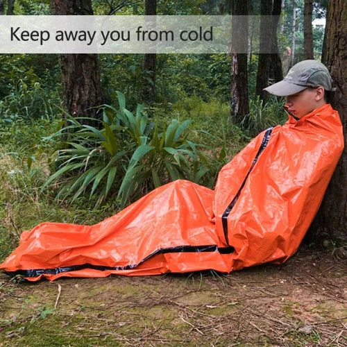 Vista 2 de Saco de dormir, saco de dormir reutilizable para exteriores, compacto y práctico para viajes de exploración salvaje, Naranja