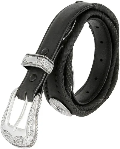 Vista 7 de Longhorn SteerGold Star Conchos Ranger Cinturón Western Cowboy Cowgirl Cuero Genuino Cinturón Trenzado, Tamaño Hasta 60 pulgadas