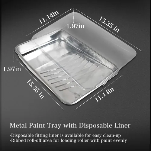 Vista 5 de ETERNA Kit de rodillos de pintura, 9 piezas de suministros de pintura para pintura de casa, con bandeja de pintura de metal y rodillos de pintura