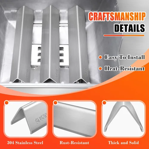 Vista 6 de 7635 Barras aromatizantes SUS304 de 15.3 pulgadas para Weber Spirit I y II 200 Series - E210, S210, E220, S220 con perillas de control frontal