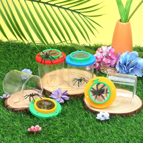 Vista 5 de Coopay Caja de insectos con aumento de 4 piezas, visor de insectos, jaula para insectos criadores, contenedor, jaula para atrapar insectos, kit