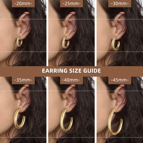 Vista 4 de iLovey 14K Gold Hoop Earrings for Women, Lightweight Open Chunky Silver Gold Hoops, 20MM30MM35MM40MM Small Medium Large Thick Chunky Hoops