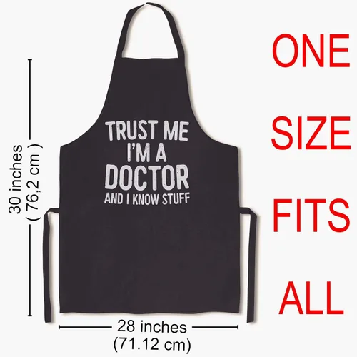 Vista 5 de Delantal de cocina Doctors – Talla única – Trust Me I'm A Doctor And I Know Stuff delantales negros negros para hombres mujeres decoración